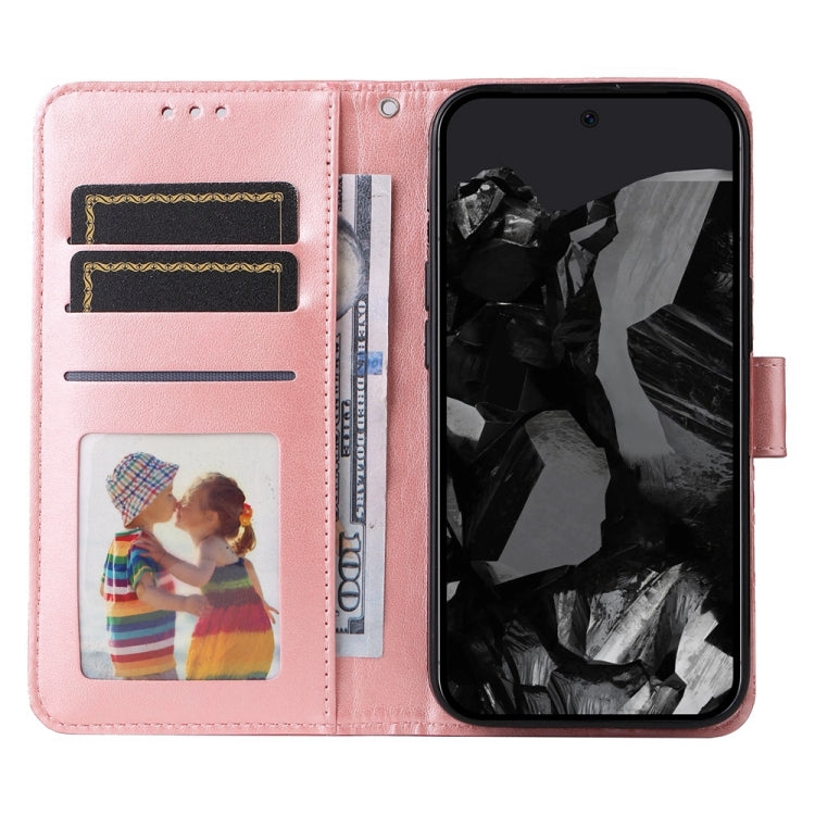 For Google Pixel 9 Pro Embossed Sunflower Leather Phone Case(Rose Gold)
