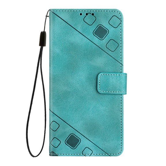 For iPhone 16 Plus Skin-feel Embossed Leather Phone Case(Green)