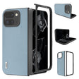 For Google Pixel 9 Pro Fold ABEEL Black Edge Genuine Leather Mino Phone Case(Blue) - Google Cases by PMC TechLife | Online Shopping South Africa | PMC TechLife | Buy Now Pay Later Mobicred