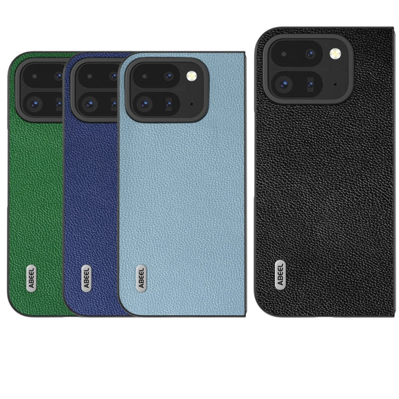For Google Pixel 9 Pro Fold ABEEL Black Edge Genuine Leather Mino Phone Case(Black)