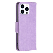 For iPhone 16 Pro Embossing Two Butterflies Pattern Leather Phone Case(Purple)