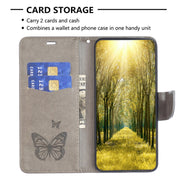 For iPhone 16 Pro Embossing Two Butterflies Pattern Leather Phone Case(Grey)