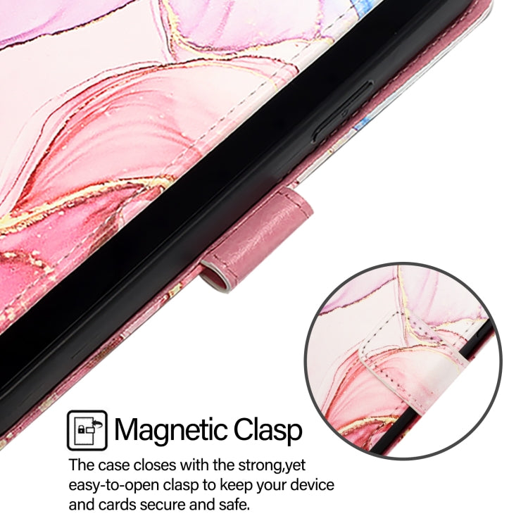For iPhone 16e PT003 Marble Pattern Flip Leather Phone Case(Rose Gold)