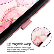 For iPhone 16e PT003 Marble Pattern Flip Leather Phone Case(Rose Gold)