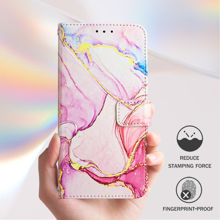 For iPhone 16e PT003 Marble Pattern Flip Leather Phone Case(Rose Gold)