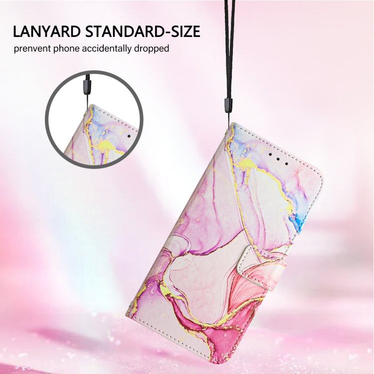 For iPhone 16e PT003 Marble Pattern Flip Leather Phone Case(Rose Gold)