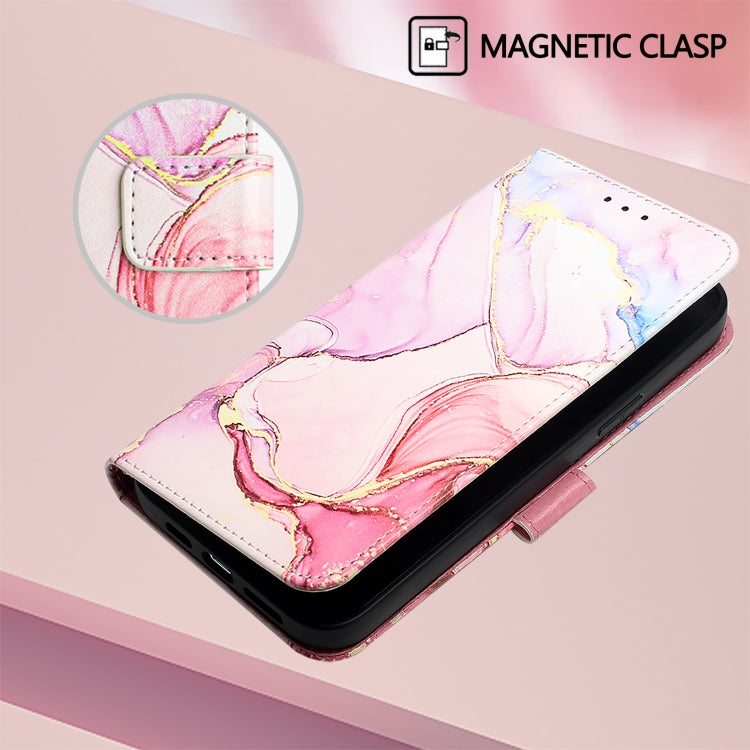 For iPhone 16e PT003 Marble Pattern Flip Leather Phone Case(Rose Gold)