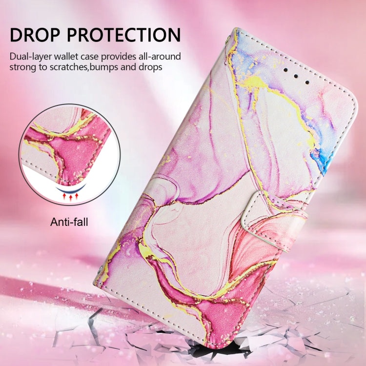 For iPhone 16e PT003 Marble Pattern Flip Leather Phone Case(Rose Gold)
