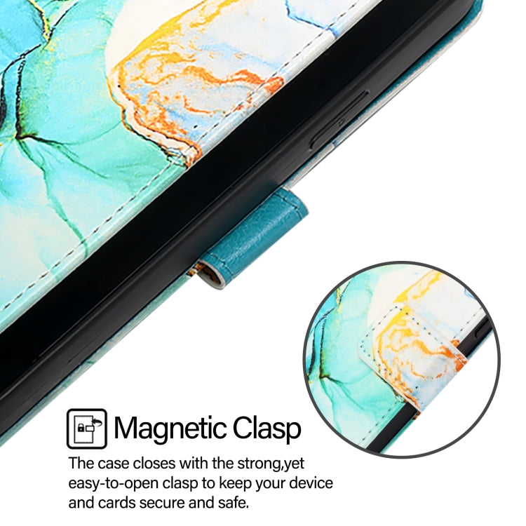 For iPhone 16e PT003 Marble Pattern Flip Leather Phone Case(Green)