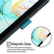 For iPhone 16e PT003 Marble Pattern Flip Leather Phone Case(Green)