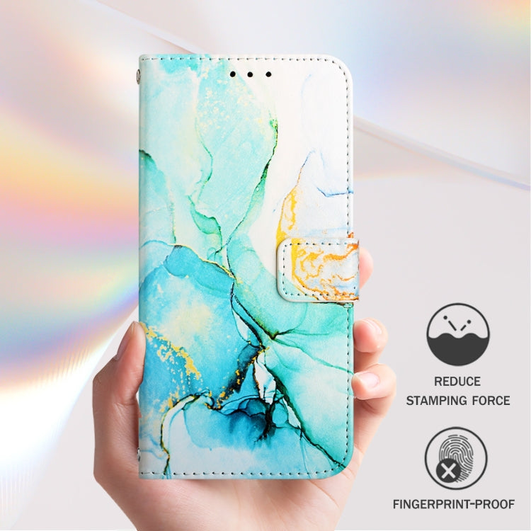 For iPhone 16e PT003 Marble Pattern Flip Leather Phone Case(Green)