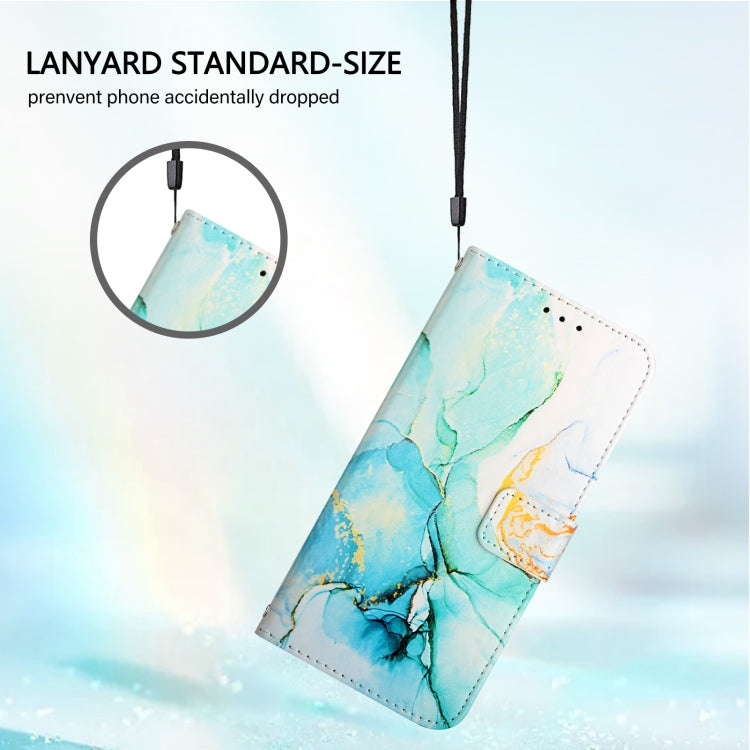 For iPhone 16e PT003 Marble Pattern Flip Leather Phone Case(Green)