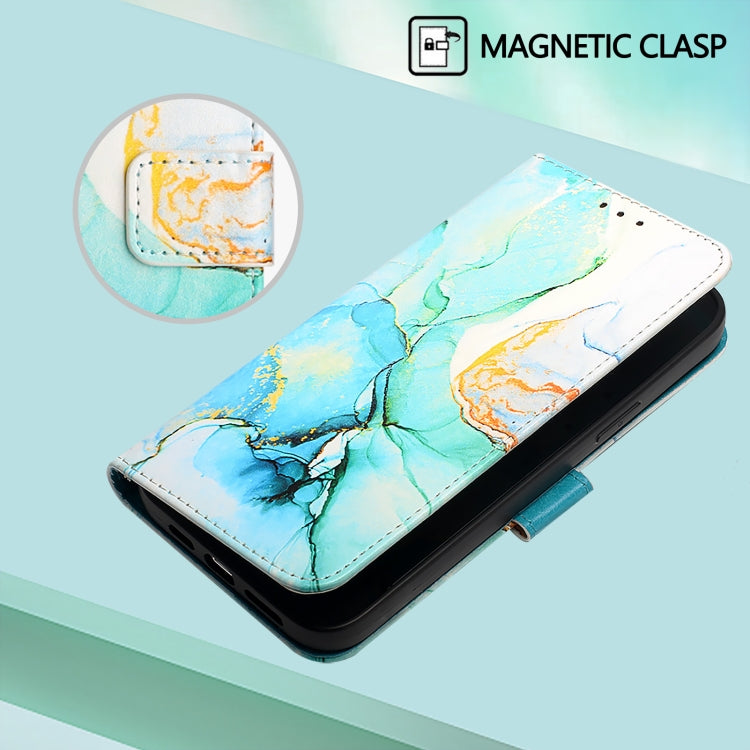 For iPhone 16e PT003 Marble Pattern Flip Leather Phone Case(Green)