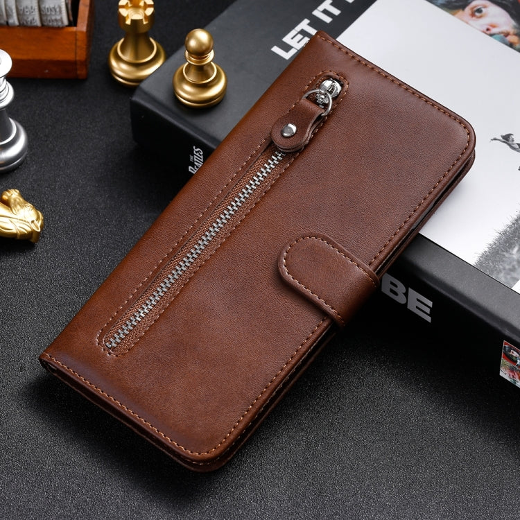 For Google Pixel 9 Pro Fashion Calf Texture Zipper Leather Phone Case(Brown)