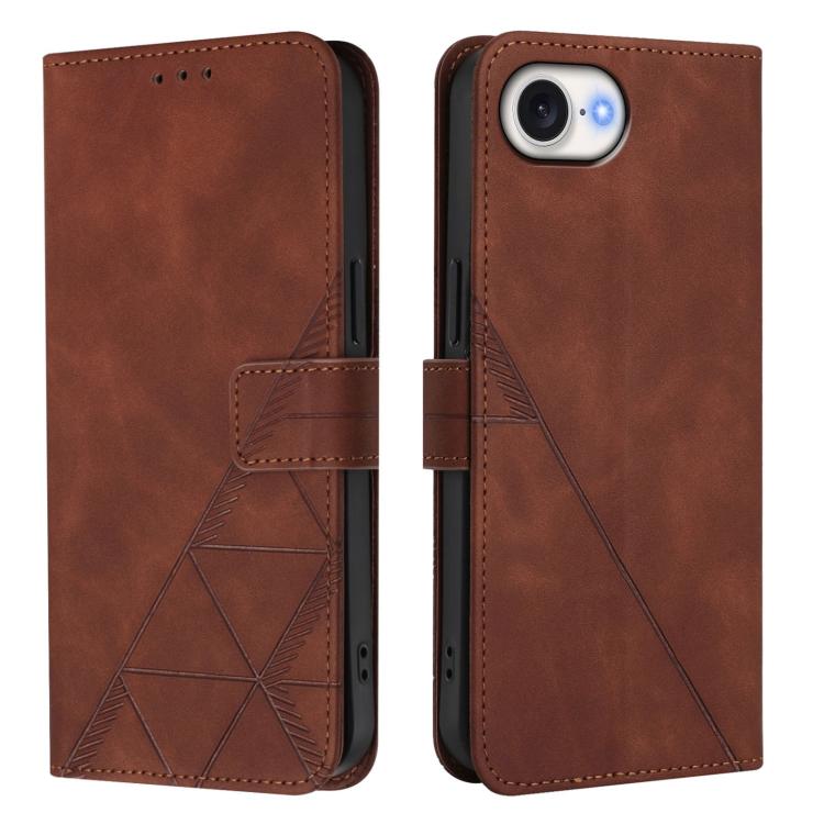 For iPhone 16e Crossbody 3D Embossed Flip Leather Phone Case(Brown)