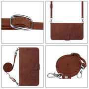For iPhone 16e Crossbody 3D Embossed Flip Leather Phone Case(Brown)