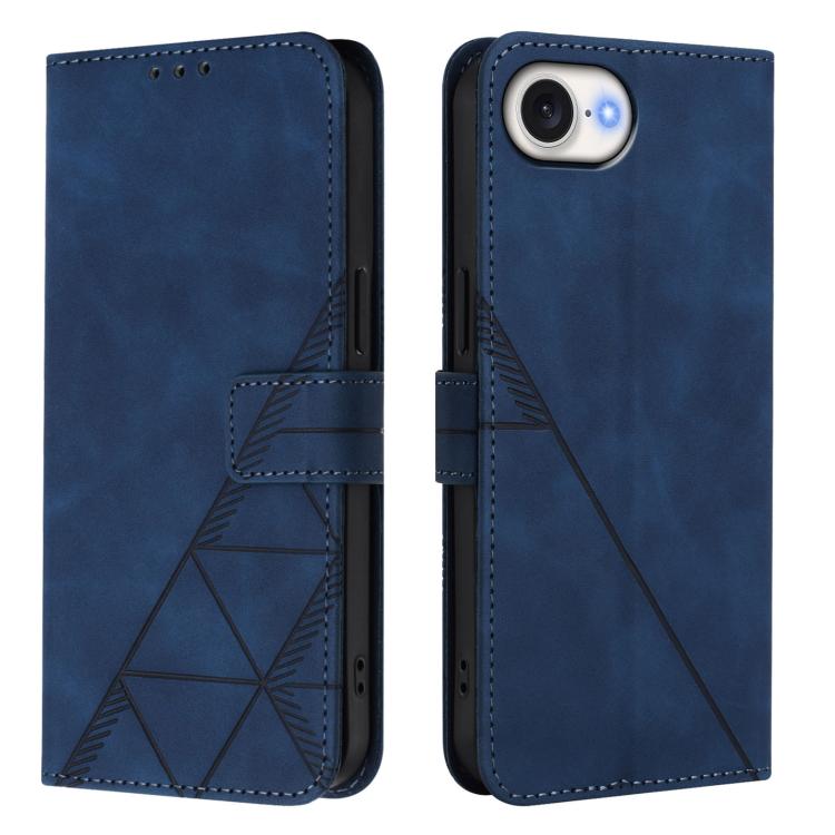 For iPhone 16e Crossbody 3D Embossed Flip Leather Phone Case(Blue)