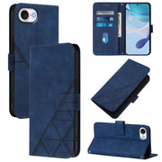 For iPhone 16e Crossbody 3D Embossed Flip Leather Phone Case(Blue)