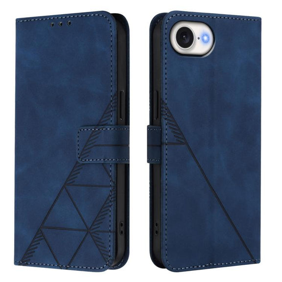 For iPhone 16e Crossbody 3D Embossed Flip Leather Phone Case(Blue)