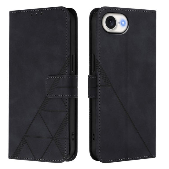 For iPhone 16e Crossbody 3D Embossed Flip Leather Phone Case(Black)