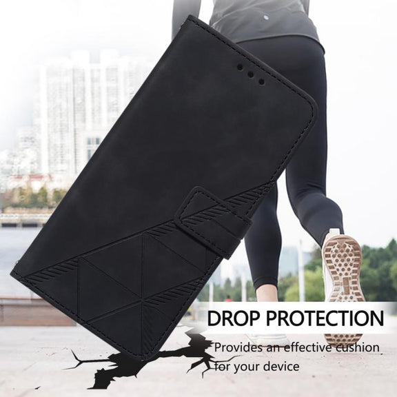 For iPhone 16e Crossbody 3D Embossed Flip Leather Phone Case(Black)