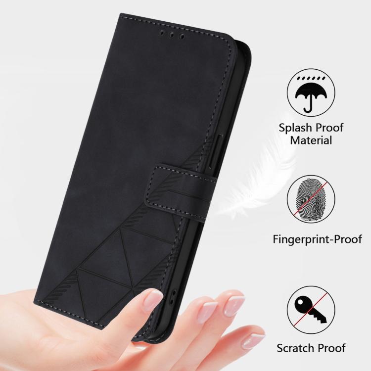 For iPhone 16e Crossbody 3D Embossed Flip Leather Phone Case(Black)