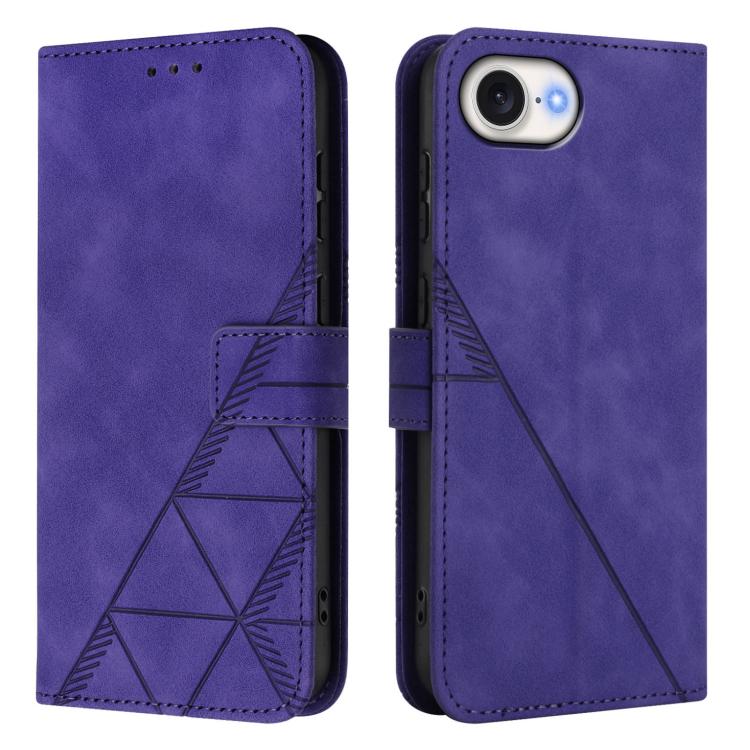 For iPhone 16e Crossbody 3D Embossed Flip Leather Phone Case(Purple)