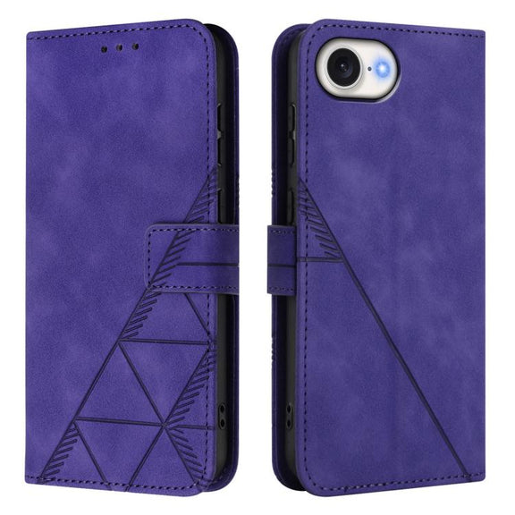 For iPhone 16e Crossbody 3D Embossed Flip Leather Phone Case(Purple)