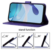 For iPhone 16e Crossbody 3D Embossed Flip Leather Phone Case(Purple)