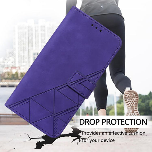 For iPhone 16e Crossbody 3D Embossed Flip Leather Phone Case(Purple)