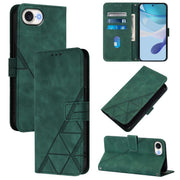 For iPhone 16e Crossbody 3D Embossed Flip Leather Phone Case(Dark Green)