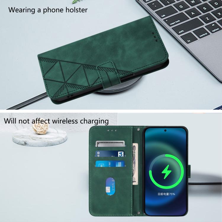 For iPhone 16e Crossbody 3D Embossed Flip Leather Phone Case(Dark Green)