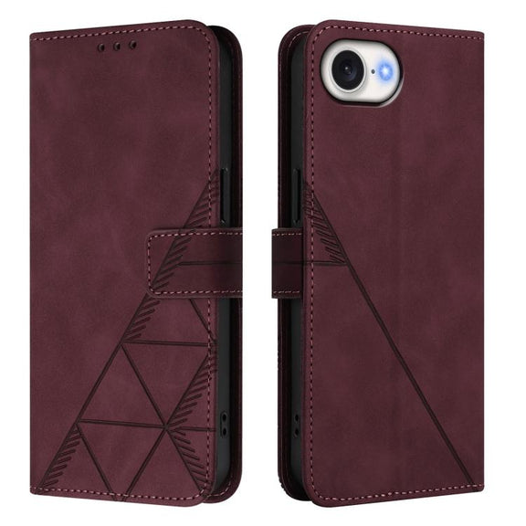For iPhone 16e Crossbody 3D Embossed Flip Leather Phone Case(Wine Red)