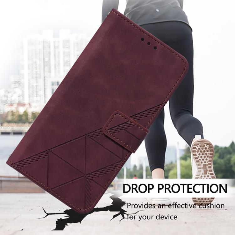 For iPhone 16e Crossbody 3D Embossed Flip Leather Phone Case(Wine Red)