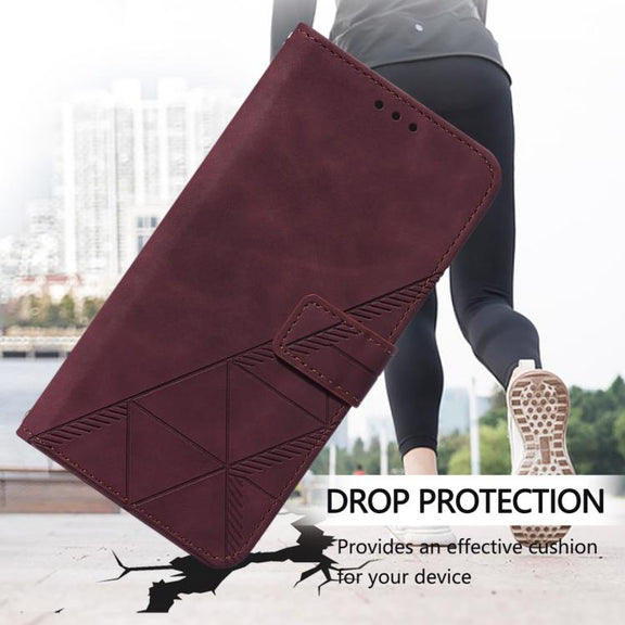 For iPhone 16e Crossbody 3D Embossed Flip Leather Phone Case(Wine Red)
