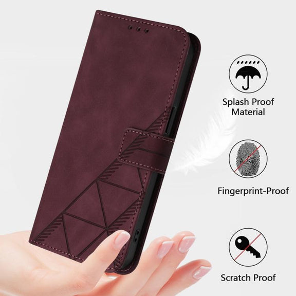 For iPhone 16e Crossbody 3D Embossed Flip Leather Phone Case(Wine Red)
