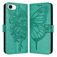 For iPhone 16e Embossed Butterfly Leather Phone Case(Green) - iPhone 16e Cases by PMC TechLife | Online Shopping South Africa | PMC TechLife | Buy Now Pay Later Mobicred