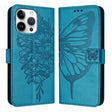 For iPhone 16 Pro Max Embossed Butterfly Leather Phone Case(Blue) - iPhone 16 Pro Max Cases by PMC TechLife | Online Shopping South Africa | PMC TechLife | Buy Now Pay Later Mobicred