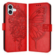For iPhone 16 Plus Embossed Butterfly Leather Phone Case(Red) - iPhone 16 Plus Cases by PMC TechLife | Online Shopping South Africa | PMC TechLife | Buy Now Pay Later Mobicred