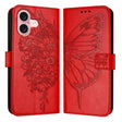 For iPhone 16 Embossed Butterfly Leather Phone Case(Red) - iPhone 16 Cases by PMC TechLife | Online Shopping South Africa | PMC TechLife | Buy Now Pay Later Mobicred
