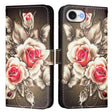 For iPhone 16e Colored Drawing Pattern Plain Weave Leather Phone Case(Roses On Black) - free shipping - PMC TechLife - Order now!