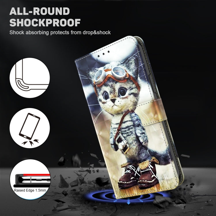 For Google Pixel 9 Pro 3D Painted Pattern Leather Phone Case(Naughty Cat)