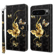 For Google Pixel 9 Pro 3D Painted Pattern Leather Phone Case(Golden Butterfly) - Google Cases by PMC TechLife | Online Shopping South Africa | PMC TechLife | Buy Now Pay Later Mobicred