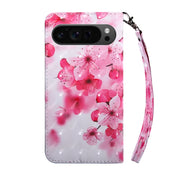 For Google Pixel 9 Pro 3D Painted Pattern Leather Phone Case(Red Flower)