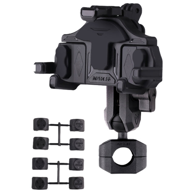 MOTOSLG Crab Motorcycle Phone Clamp Bracket O-Type Rear Mirror Mount(Black)