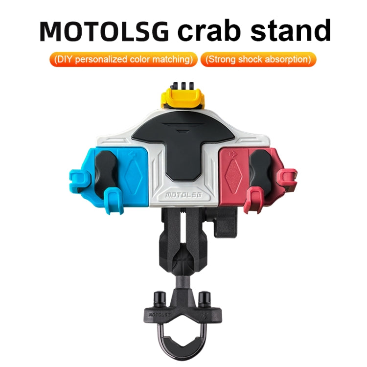 MOTOSLG Crab Motorcycle Phone Clamp Bracket M10 Ballhead Mount(Yellow Blue White)