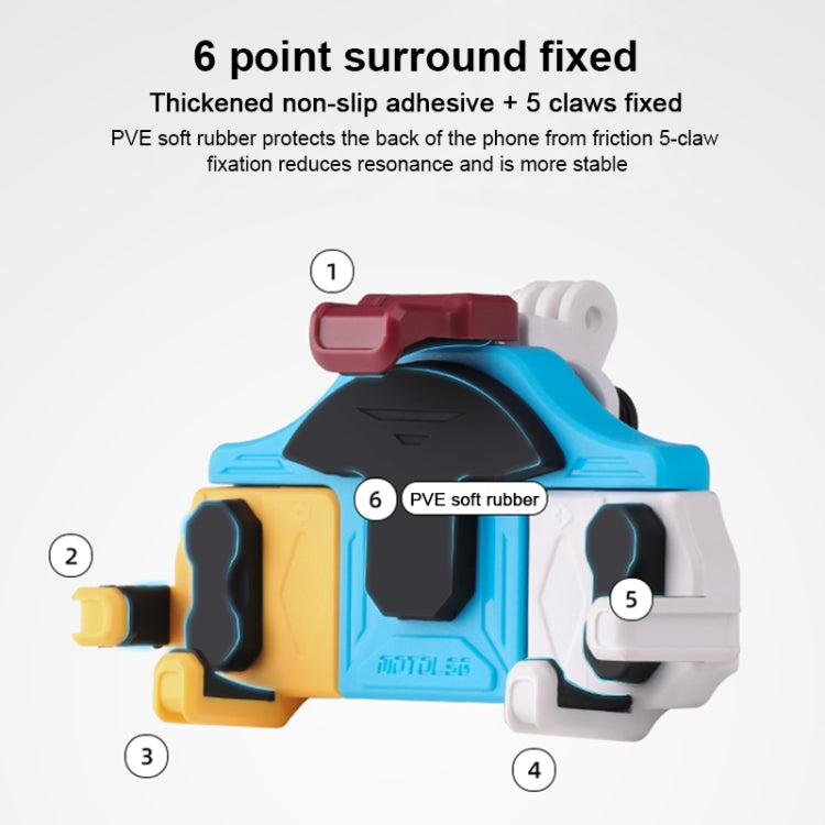 MOTOSLG Crab Motorcycle Phone Clamp Bracket M10 Ballhead Mount(Yellow Blue White)