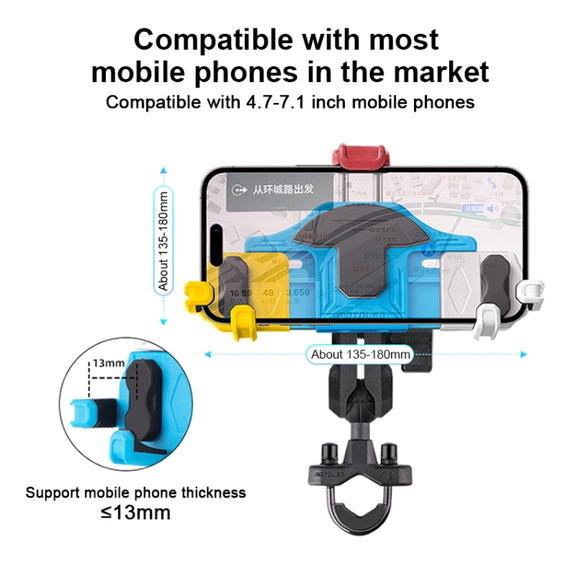 MOTOSLG Crab Motorcycle Phone Clamp Bracket M10 Ballhead Mount(Yellow Blue White)