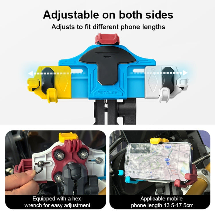 MOTOSLG Crab Motorcycle Phone Clamp Bracket M10 Ballhead Mount(Yellow Blue White)