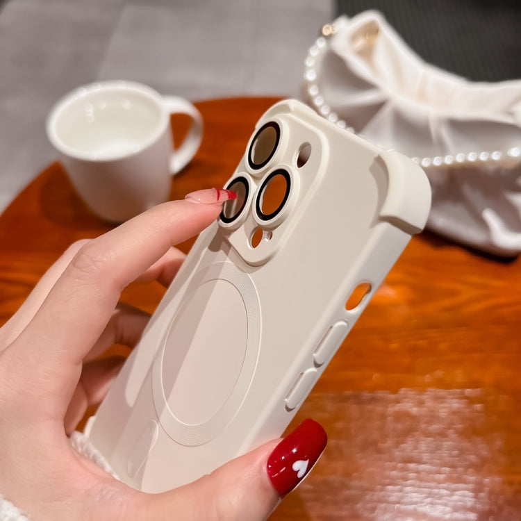 For iPhone 16 Plus Four Corner Shockproof Skin Feel MagSafe Magnetic Phone Case(White)